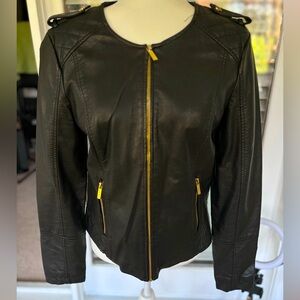 Calvin Klein women’s black faux leather jacket size M
